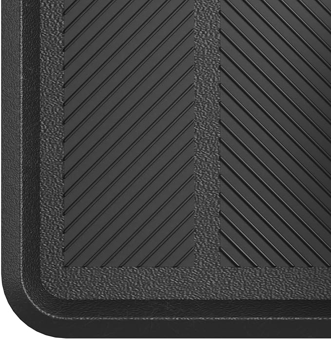 Indoor/Outdoor Hose-Wash Lines Design Non-Slip Rubber 16" x 32" Modern Entryway Mat for Entryway, Patio, Backyard, Garage, 16" x 32", Black