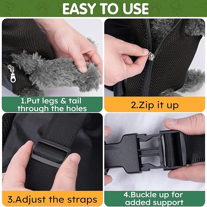 Pet Carrier Backpack, Hands-Free Adjustable Dog Front Carrier Legs Out & Easy-Fit Dog Backpack Carrier for Hiking Camping Traveling Cycling for Small Dogs and Rabbits (Medium, Black)