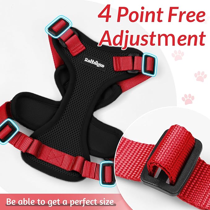 rabbitgoo Cat Harness and Leash for Walking, Escape Proof Soft Adjustable Vest Harnesses for Cats, Easy Control Breathable Reflective Strips Jacket, Black & Red, S