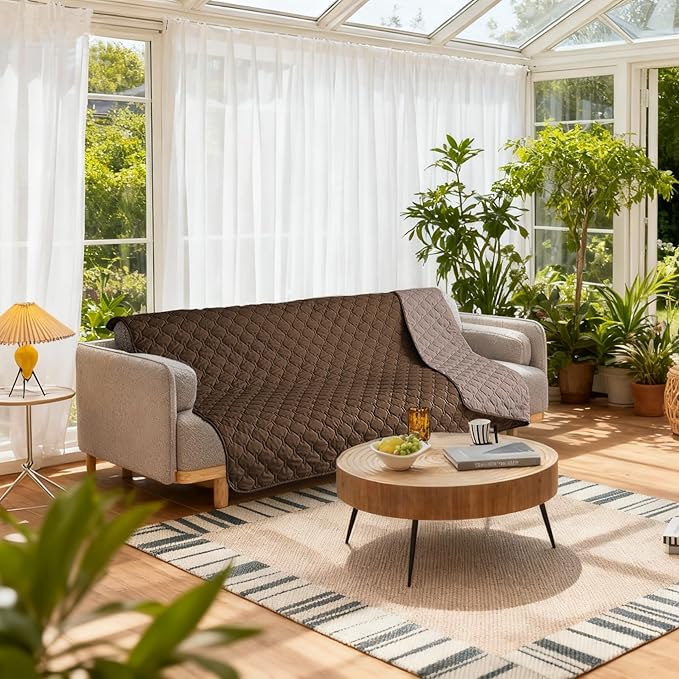 gogobunny 100% Double-Sided Waterproof Dog Bed Cover Pet Blanket Sofa Couch Furniture Protector for Puppy Large Dog Cat, Reversible (82x120 Inch (Pack of 1), Dark Chocolate/Light Chocolate)