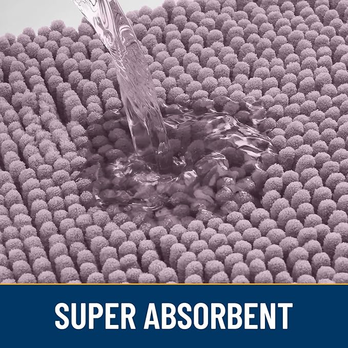 Smiry Dog Door Mat for Muddy Paws 30x20, Absorbs Moisture and Dirt Doormat, Non-Slip Washable Quick Dry Chenille Front Door Mat Indoor Entrance, Entryway Carpet for Inside Floor, Deep Plum