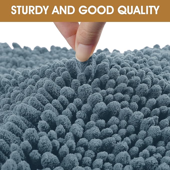 IM HOME Extra Large Dusty Blue Muddy Door Mats for Dogs, Chenille Absorbent Dog Mat, Non Slip Heavy Indoor Door Mat, Soft Dog Bed Mat Front Inside Door Mat for Entryway, Mud Paws, 71" x 25"