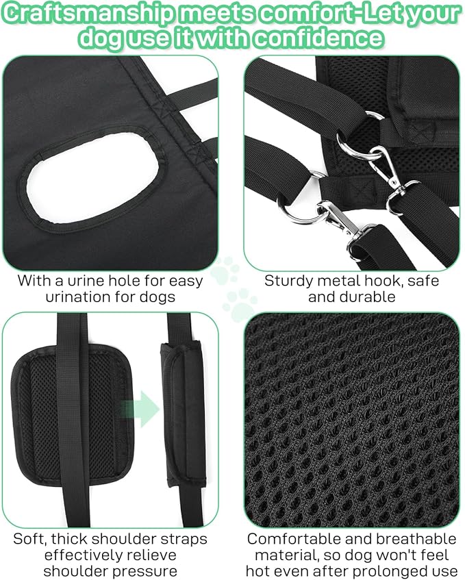 Dog Lift Harness with Adjustable Lifting Straps, Sling for 39-57 lbs Large Dogs Hind Legs Support, Rehabilitation Dog Carrier, for Wounded, Disabled and Joint Injuries for Senior Dogs