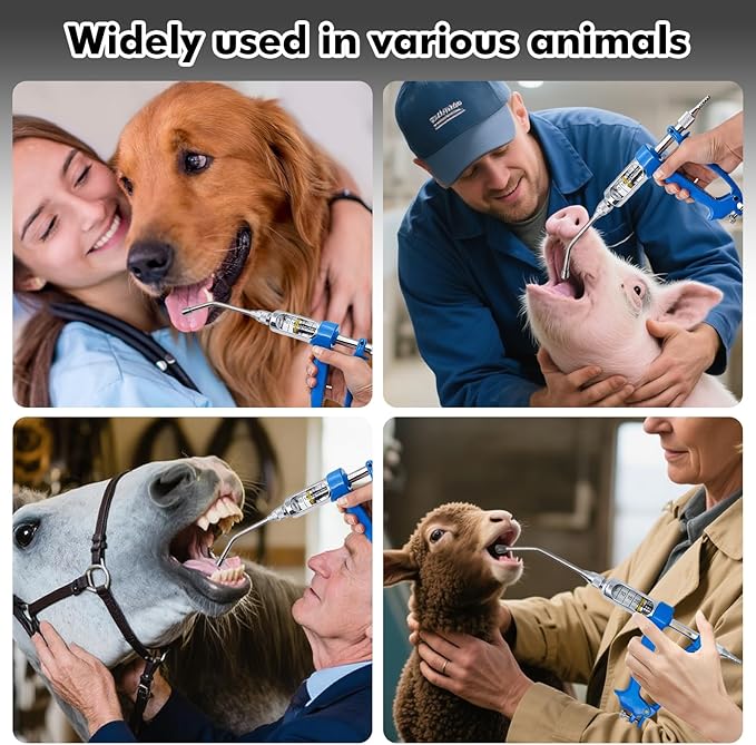 30ML Veterinary Metal Drench Gun, Feeding Gun with 2.5L Portable Tank, Adjustable Continuous Dosing Tool for Livestock, Safe Oral Dispenser for Sheep, Horses, Pigs, Cattle