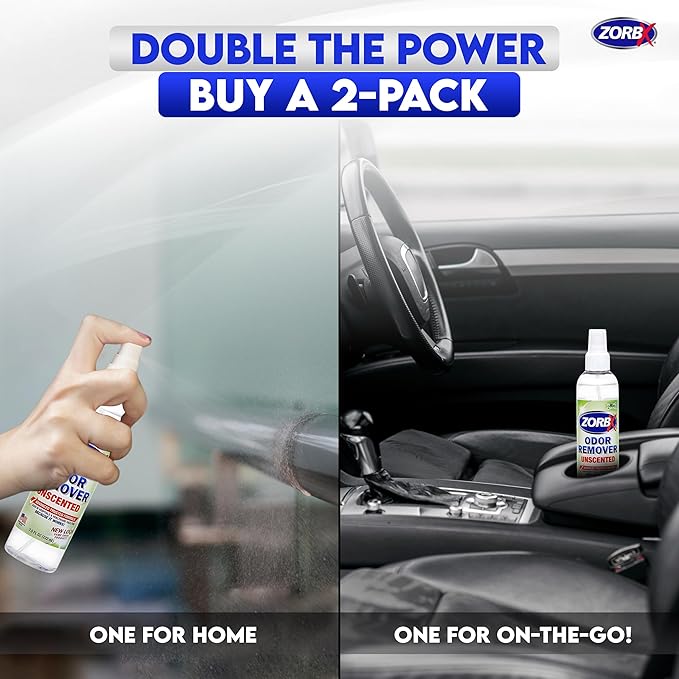 ZORBX Unscented Odor Eliminator for Strong Odor 7.5 Fl Oz Pack of 2 - Used in Hospitals & Healthcare Facilities - Advanced Formula, Fast-Acting Odor Remover Spray for Dog, Cat, House & Carpet