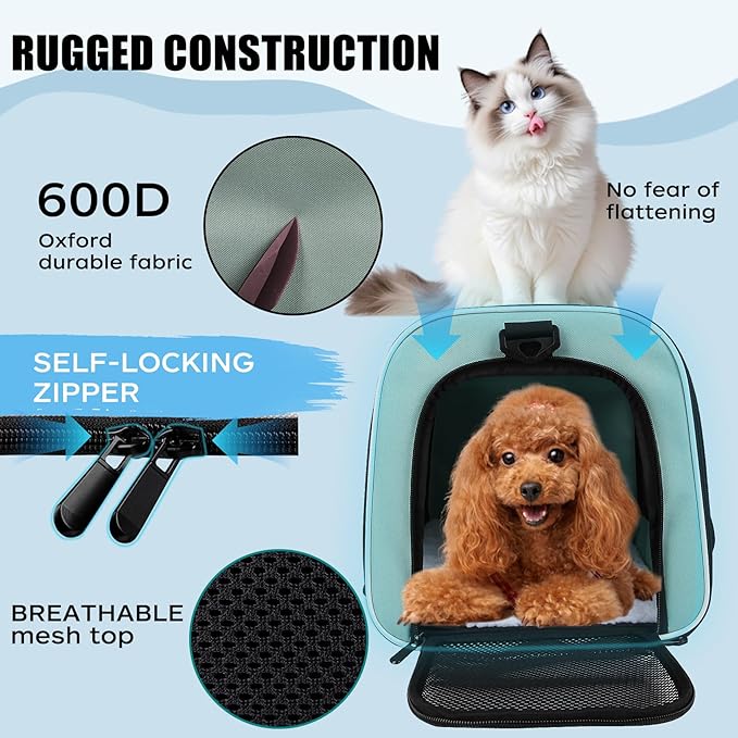 Carriers Soft-Sided Large Pet Carrier for Cats Dogs Small Animals Up to 25Lbs,Top Load Carrier,Ventilated Design,Portable Cat Carrier Airline Approved(X-Large,Green)