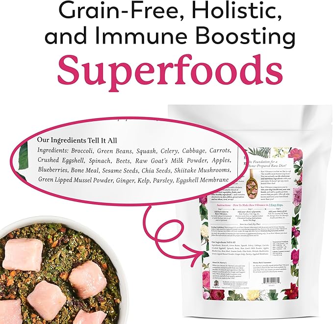 Dr. Harvey's Raw Vibrance Dog Food, Human Grade Dehydrated Base Mix for Dogs, Grain Free Raw Diet (3 Pounds)