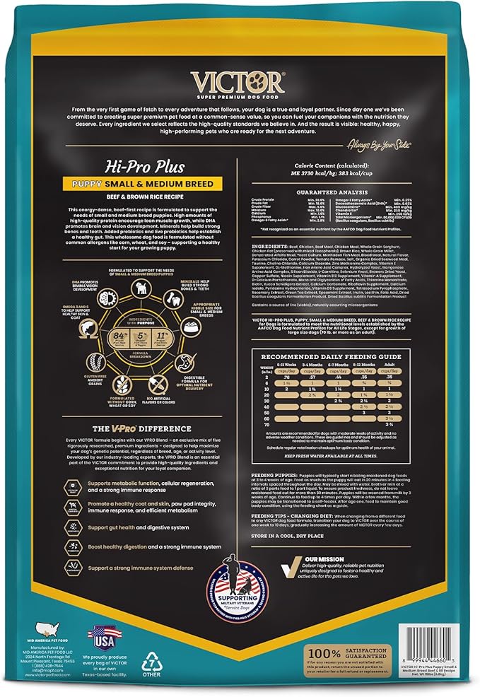 VICTOR Classic - Hi-Pro Small & Medium Breed Puppy, 15-lb