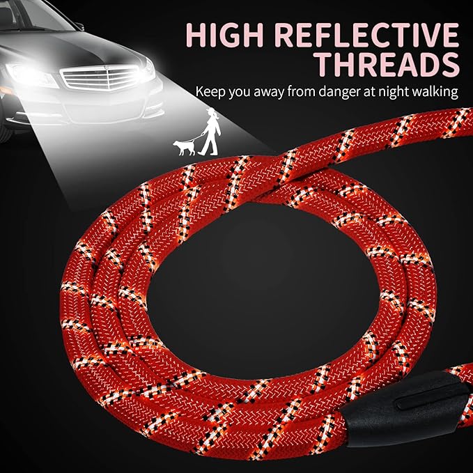 Long Dog Leash for Training 15Ft-Reflective Nylon Rope with Swivel Hook-Recall Agility Lead for Large Small Medium Dogs Outside Walking Hiking-Orange Diam 1/2"