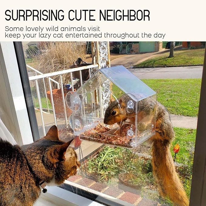 Mrcrafts Window Bird Feeder for Outside with Strong Suction Cups, Fits for Cardinals, Finches, Chickadees etc.