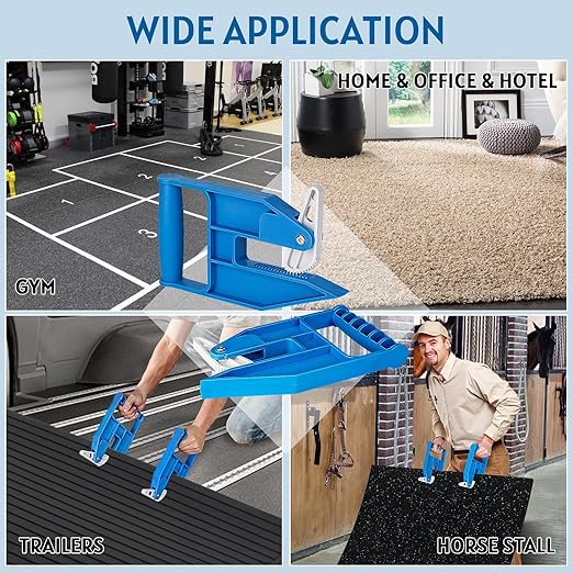 Mat Movers Tool, 2 Pcs Mat Grippers for Horse Stall Mat for Livestock, Thick Rubber Mat for Floor, Gym Floor Mat, Trailer Mat, Heavy Duty Stall Mat Handlers, Effortless Mat Puller for Tack Room, Barn