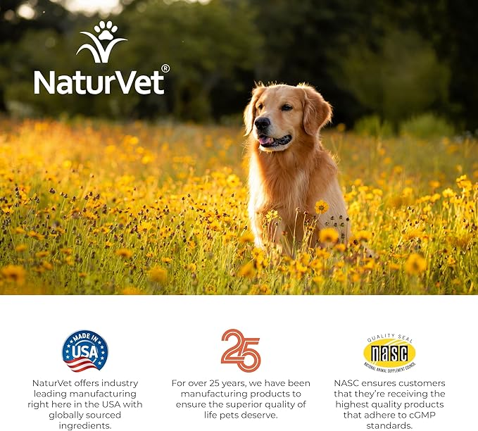NaturVet Aller-911 Calming Aid & Allergy Aid Dog Supplement – Helps Reduce Stress, Minimize Seasonal Allergy Symptoms, Tension, Excessive Scratching - Includes Melatonin – 30 Ct.
