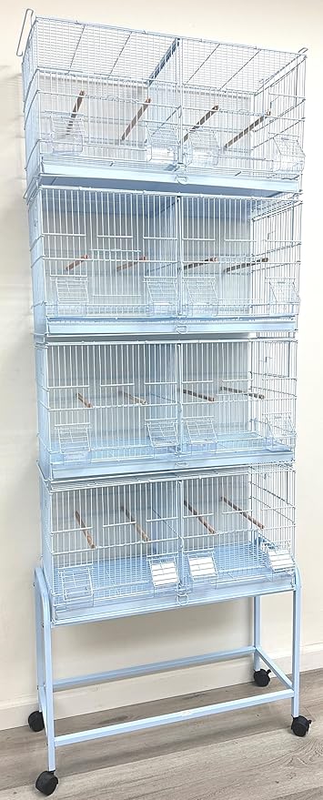 LOT of Stackable Breeder Bird Flight Cage with Removable Center Divider and Breeding Nest Box Doors with Removable Rolling Stand