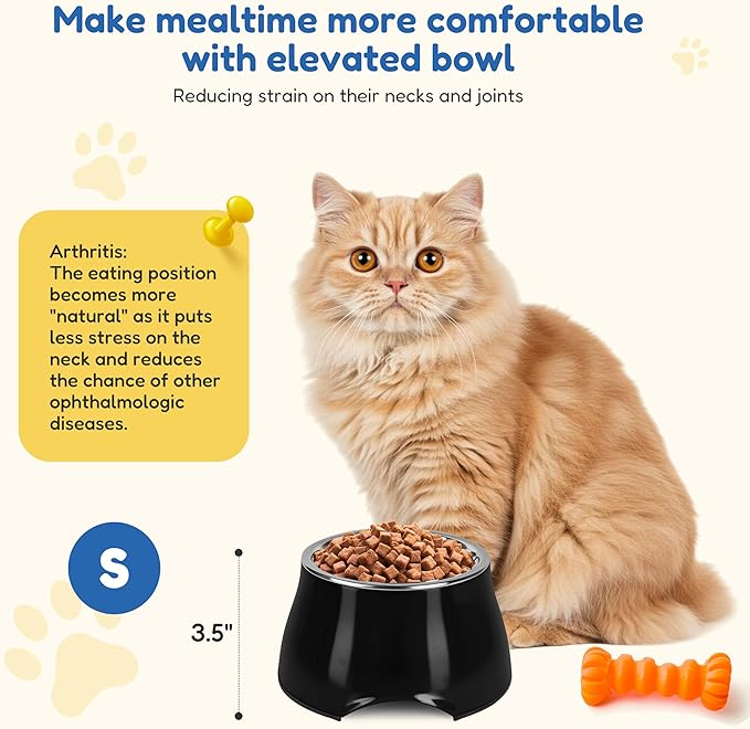 Raised Dog Bowls, Elevated Dog Bowls for Wearing Cone,Cocker Spaniel Long Ears,Neck Stress-Free,Non-Slip Stianless Steel Bowl for Small Size Dogs