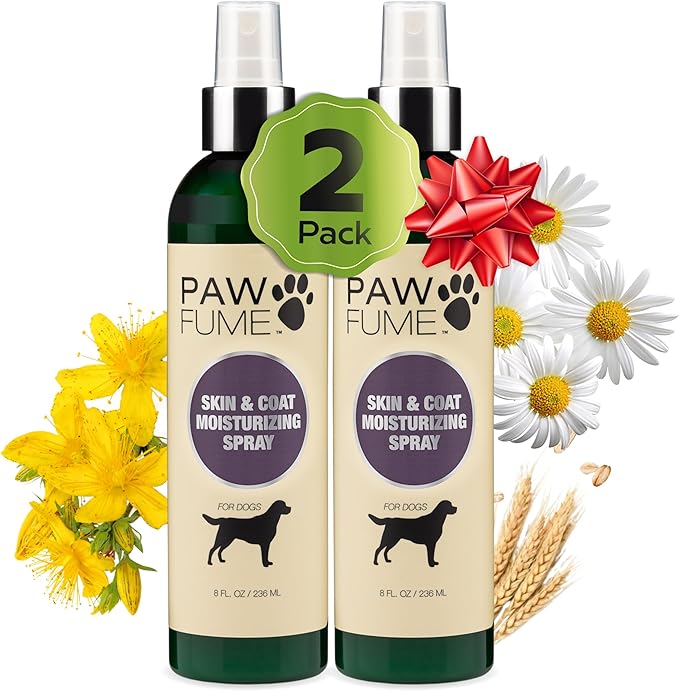 PAWFUME Skin & Coat Detangler Spray for Dogs, 2-Pack – Soothe Dry, Itchy Coats Quickly – Non-Toxic Chamomile & Oat Formula, Essential Fatty Acids & Vet-Certified – Dog Detangler Spray Dematting Care