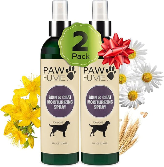PAWFUME Skin & Coat Detangler Spray for Dogs, 2-Pack – Soothe Dry, Itchy Coats Quickly – Non-Toxic Chamomile & Oat Formula, Essential Fatty Acids & Vet-Certified – Dog Detangler Spray Dematting Care