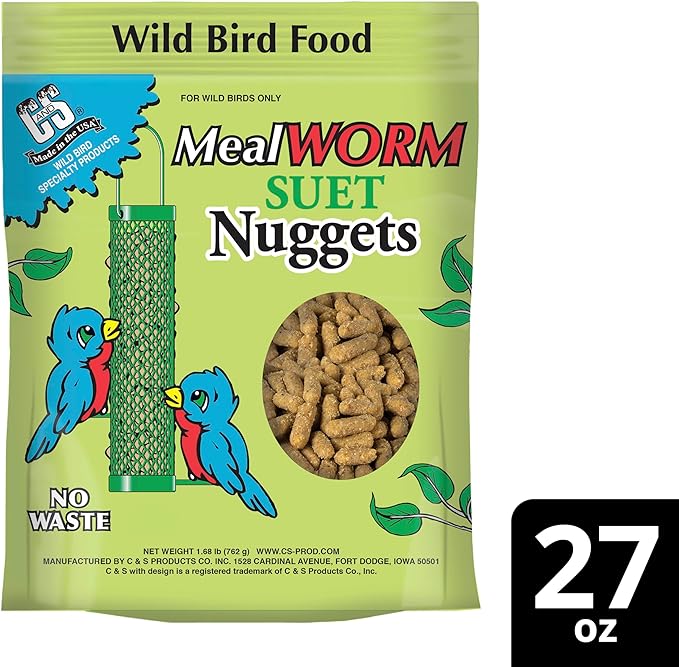C&S Mealworm Suet Nuggets, for Wild Birds, 27 Ounces