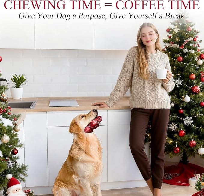 Apasiri Dog Toys for Aggressive Chewers with Beef Flavor: 4-Pack Dog Bones for Large Dogs, 8" Chew Toys Long-Lasting, Tough Nylon & Rubber Dogs Toys