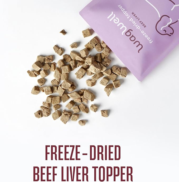 WagWell Beef Liver Freeze-Dried Topper - Grain Free, High Protein Daily Meal Complement for Dogs Made in The USA - Human Grade, Minimally Processed