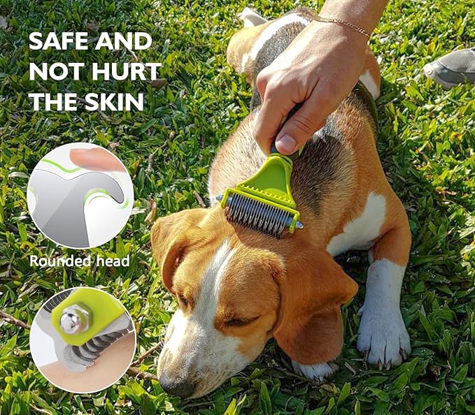 Pecute Pet Dematting Tool 2 Pack - Double Sided Undercoat Rake & Dematting Comb for Detangling Matted or Knotted Undercoat Hair, Great for Medium or Long-haired Dogs & Cats