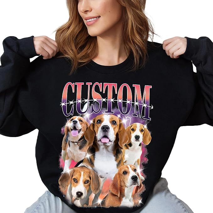 Custom Dog Mom Shirt for Women Pet Ears Sweatshirt with Name Unique Puppy Line Art Cute Dad Hoodie for DogDad Owner Lover