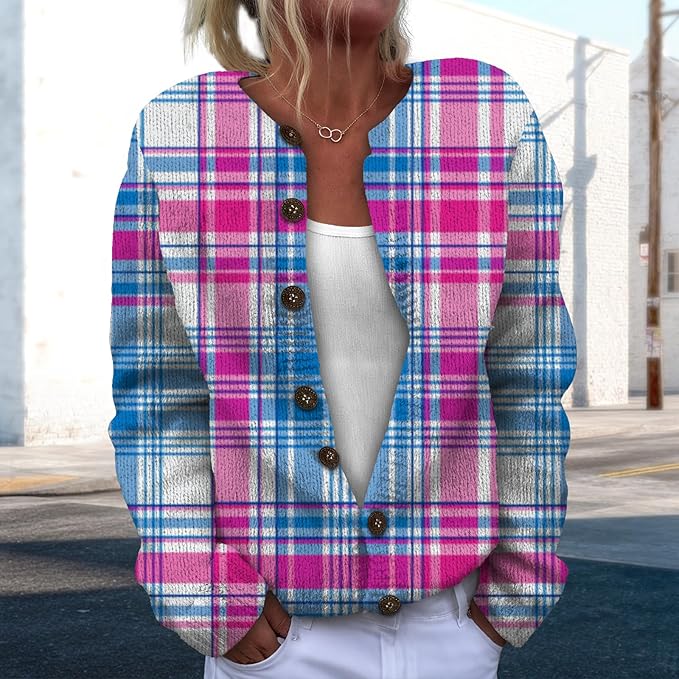 Women Sweaters Cardigan Fashion Long Sleeve Crewneck Sweaters Button Chunky Outerwear Fall Winter Casual Wear