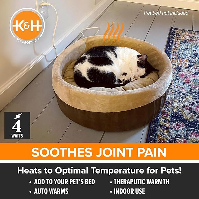 K&H Pet Products Pet Bed Warmer, Turn Any Pet Bed Into a Heated Cat or Dog Bed, Waterproof Indoor Heated Warming Pad Insert, Automatic Temperature, Safety Listed - Small 9 X 8.5in Tan (Pack of 12)