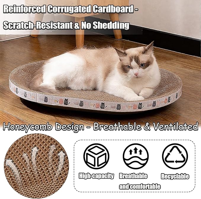 Cat Scratch Pad, 4 Pack Cardboard Cat Scratcher Pad Board Bed Bowl Cat Scratch Bed, Cat Scratcher Bed for Cats Grinding Claw Furniture Protector Indoor