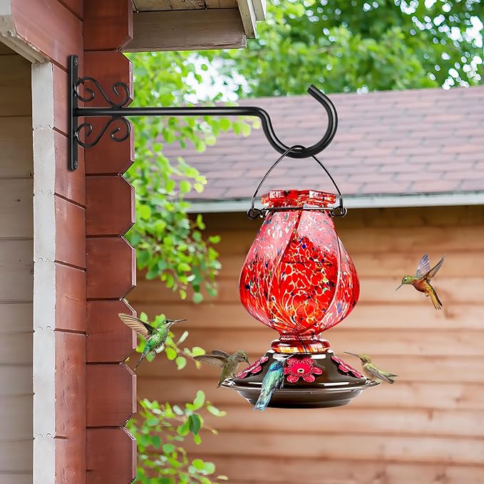 BOLITE Plant Hangers, 10 Inch Hanging Plant Brackets Outdoors or Indoors, Wall Hooks for Hanging Hummingbird Feeders, Bird Feeders, Planters, Lanterns, Wind Chimes, String Lights, 2 Pack, Black