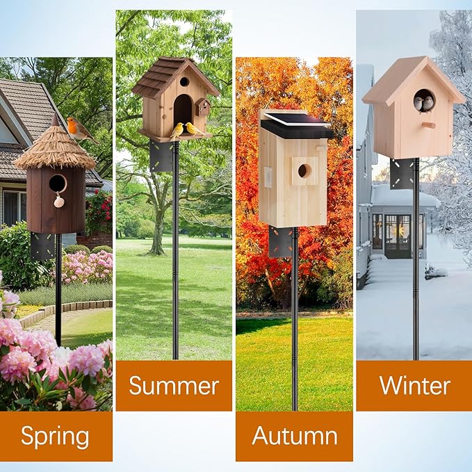 Bird Feeder Pole,92'' Bird House Pole Mount with 5-Prong Base,Adjustable Hummingbird Feeder Stand for Birds Watching,Weather Station,Heavy-Duty Rustproof Metal Mounting Kit