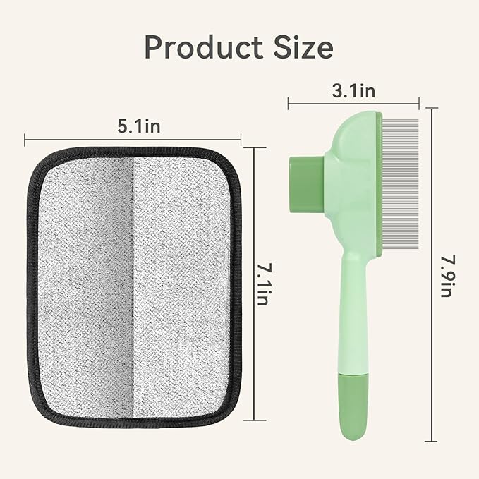 Pet Grooming Kit – Deshedding Glove & Dematting Comb for Dogs & Cats, Removes Loose Hair, Mats, Tangles & Fleas, Multi‑Surface Hair Remover for Clothing, Furniture, Carpets & Bedding