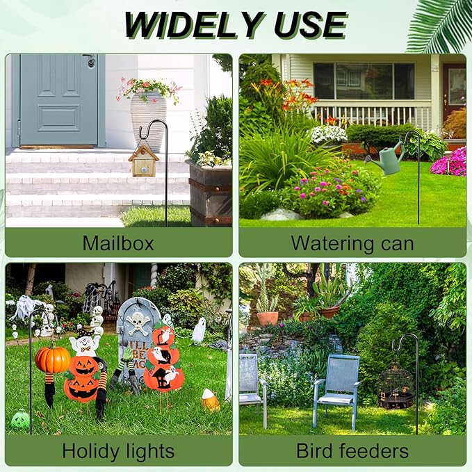 5 Pieces 32 Inch Shepherds Hooks for Outdoor Adjustable Shepherds Hook Metal Garden Bird Feeder Pole Black Plant Hangers Stakes for Plant Baskets Solar Lanterns Bird Feeders Weddings Décor (5 PCS)