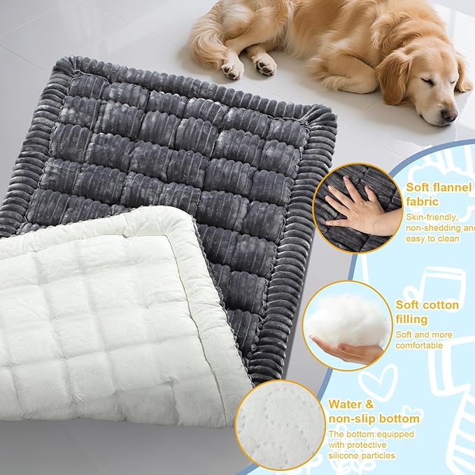 Backseat Dog Bed Mat for Car: 23.6" x 52" Non-Slip Dog Bed for Back Seat - Soft and Comfortable Dogs Blanket - Washable Travel Pet Mat Seat Protector Fit for Back Seat Cover, Grey