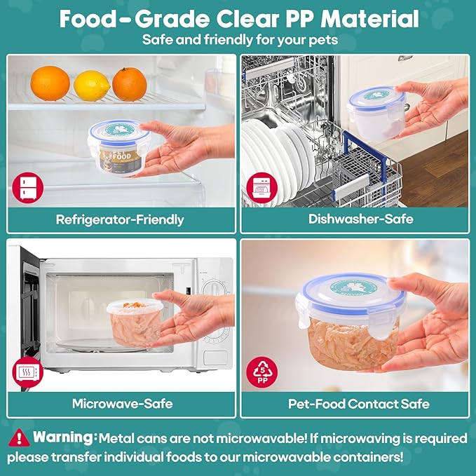 REFLYING Canned Cat Food Storage Lids,Reusable Airtight Can Cover Pet Food Sealer - Keeps Cat Food Storage Can Fresh, Cat Food Container Eliminates Odor, Easy To Use With SUS 304 Spoon,Can Opener