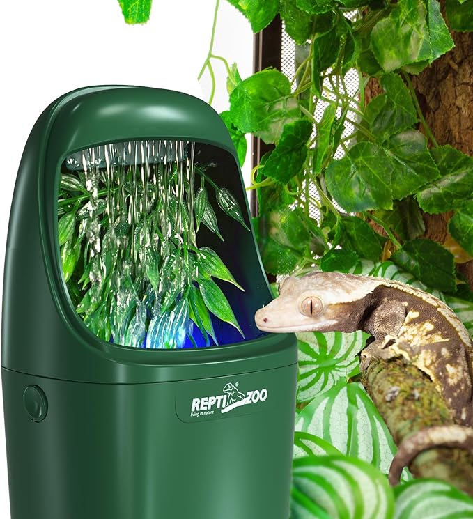 REPTIZOO Reptile Water Dispenser Automatic Chameleon Drinking Fountain with Indicator Light, Reptile Terrarium Decor Water Dripper for Reptiles, Chameleon, Lizard, Gecko Amphibians