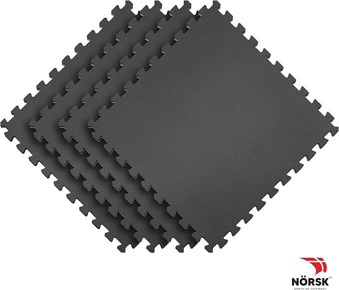 Norsk Multi-Purpose Reversible Floor Mats - EVA Interlocking Foam Tiles (Gray/Black 12 Tiles - 48 sq. Ft. 1/2" Thick)