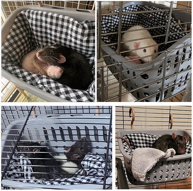 JWShang Rat Hammock for Cage - Chew Proof Warm Bed, Hanging Accessory for Small Animals, Mouse, Guinea Pig, Chinchilla, Sugar Glider (Small, Pink)