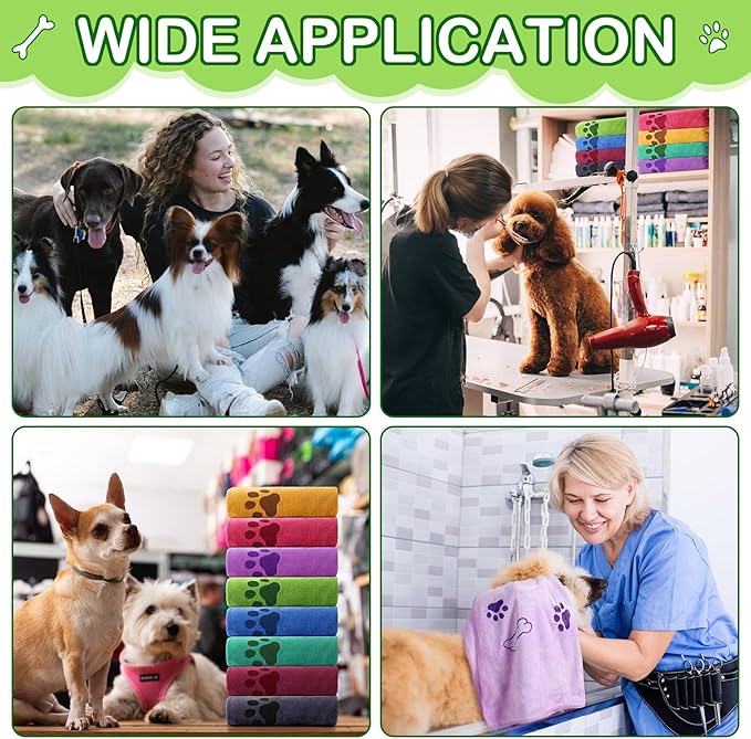 Chumia 8 Pcs Dog Towels for Drying Dogs Cats Pet Towels Bulk Puppy Microfiber Quick Drying Paw Bath Bathing Supplies Absorbent for Medium Pets(Colorful,18 x 28 Inch)