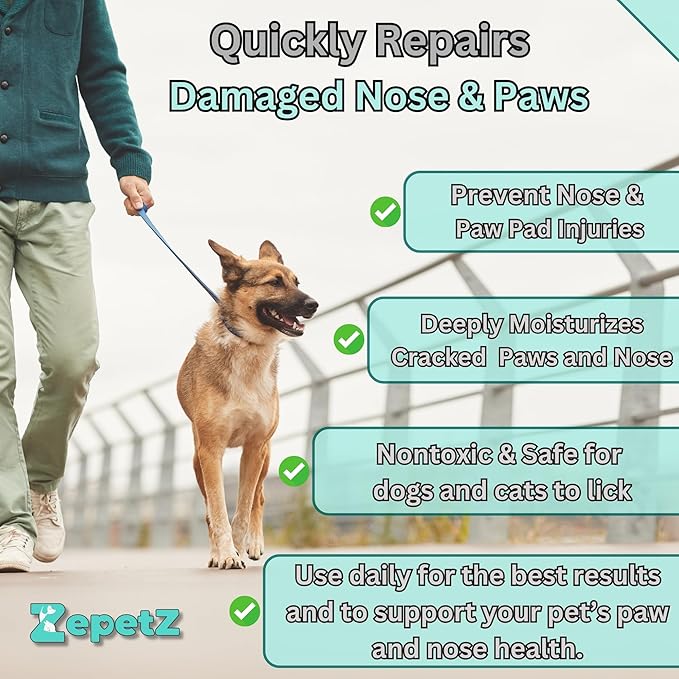 Lick-Safe Organic Paw & Nose Balm for Dogs, Cats – All-Natural, Vegan, Hypoallergenic – Heals, Protects & Restores Dry, Cracked Paws, Snouts & Elbows – Aloe, Avocado Oil, Beeswax 1.75 oz - (2 Pack)