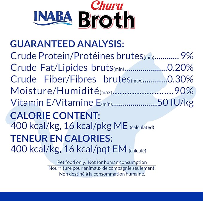 INABA Churu Broth for Cats, Side Dish Pouch, 1.4 Ounces per Pouch, 12 Pouches, Chicken and Tuna Variety