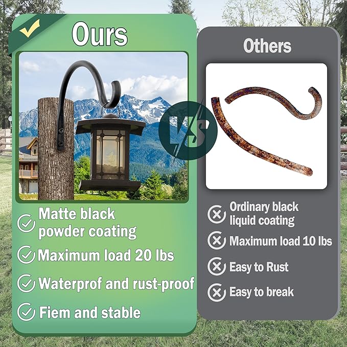 Qiang Ni Hanging Plant Bracket Hooks: 5.5 Inch Wall Plant Hook Planters and Decor - 2 Piece Rust-Resistant and Secure Brackets Maximize Your Outdoor Living Space