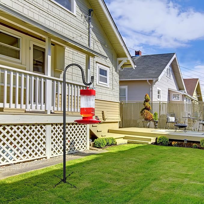 Shepherd Hooks - 2 Pack 46 Inch Bird Feeder Pole with 5 Prongs Base for Hanging Lantern, Hummingbird, Lightweight Plant, Shepherds Hook for Outside