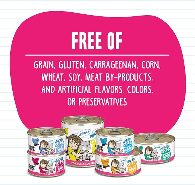 Weruva BFF Minced Natural Wet Cat Food, Tuna and Salmon Soulmates in Gelee, 5.5oz Can, Pack of 24