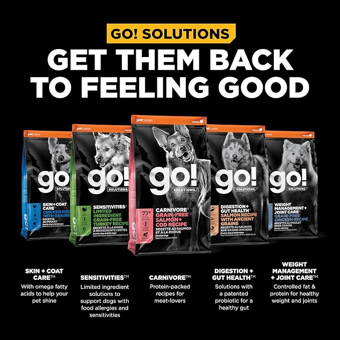 Go! Solutions Carnivore, Grain-Free, Protein Rich Dry Dog Food, Salmon and Cod Recipe, 22 lb Bag