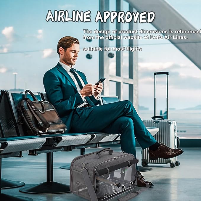 Suertree Bird Carrier Airline Approved, Bird Travel Cage with Indestructible Stainless Steel Mesh, Bird Travel Bag Lightweight and Portable with Water Bottle and Bowl