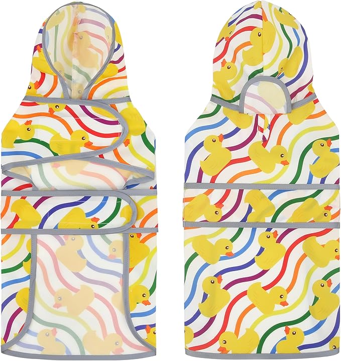 Dog Raincoat for Medium Dogs Waterproof Hooded Rain Jacket with Reflective Strips Leash Hole & Poncho Adjustable Fit (Rainbow,M)