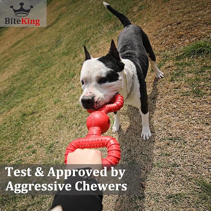 Natural Rubber Dog Toys for Medium Aggressive Chewers - Lifetime Replacement - Tough Tug War Dog Toy for Medium Dogs Tooth Clean, Red