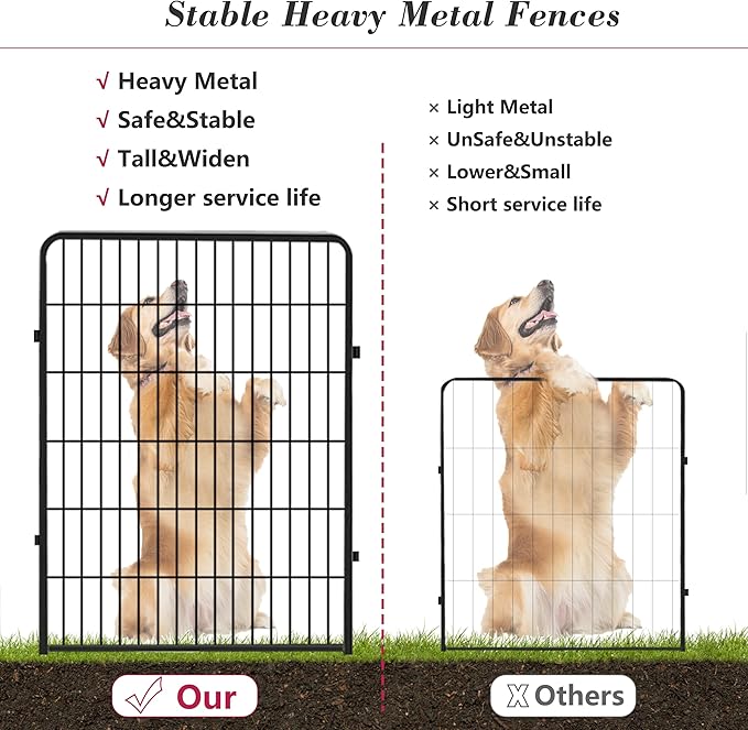 Dog Playpen 40 inch 10 Panels Indoor Dog Pen for Large/Medium/Small Dogs Heavy Duty Metal Dog Fence Outdoor for Yard, Puppy Playpen with Door Portable Pet Fence for RV Camping Yard