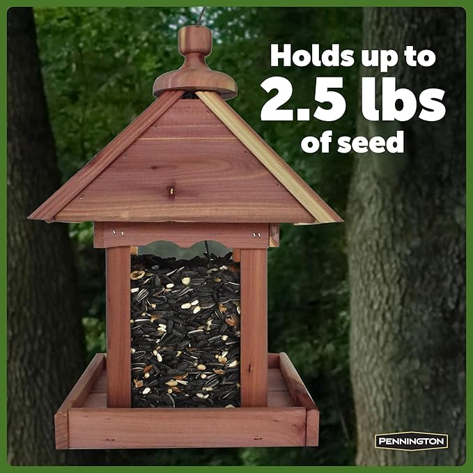 Pennington 100521909 Jr Pavilion Bird Feeder, 2.5 lb, Aromatic Eastern Red Cedar