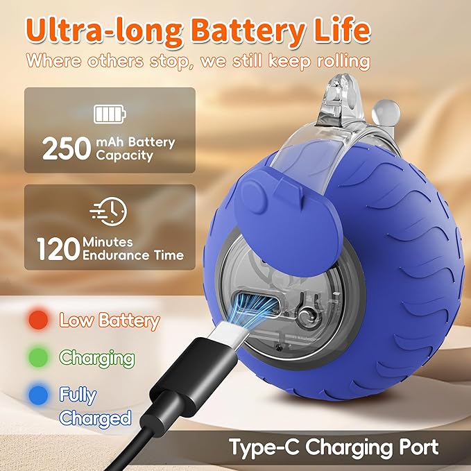 UPSKY Interactive Cat Toy Ball for Indoor Cats, Automatic Moving Electric Rolling Cat Ball Toy, 3-Speed Modes Smart Kitten Toys with Sounds, USB Rechargeable & Sturdy for Bored Kittens/Adult Cats